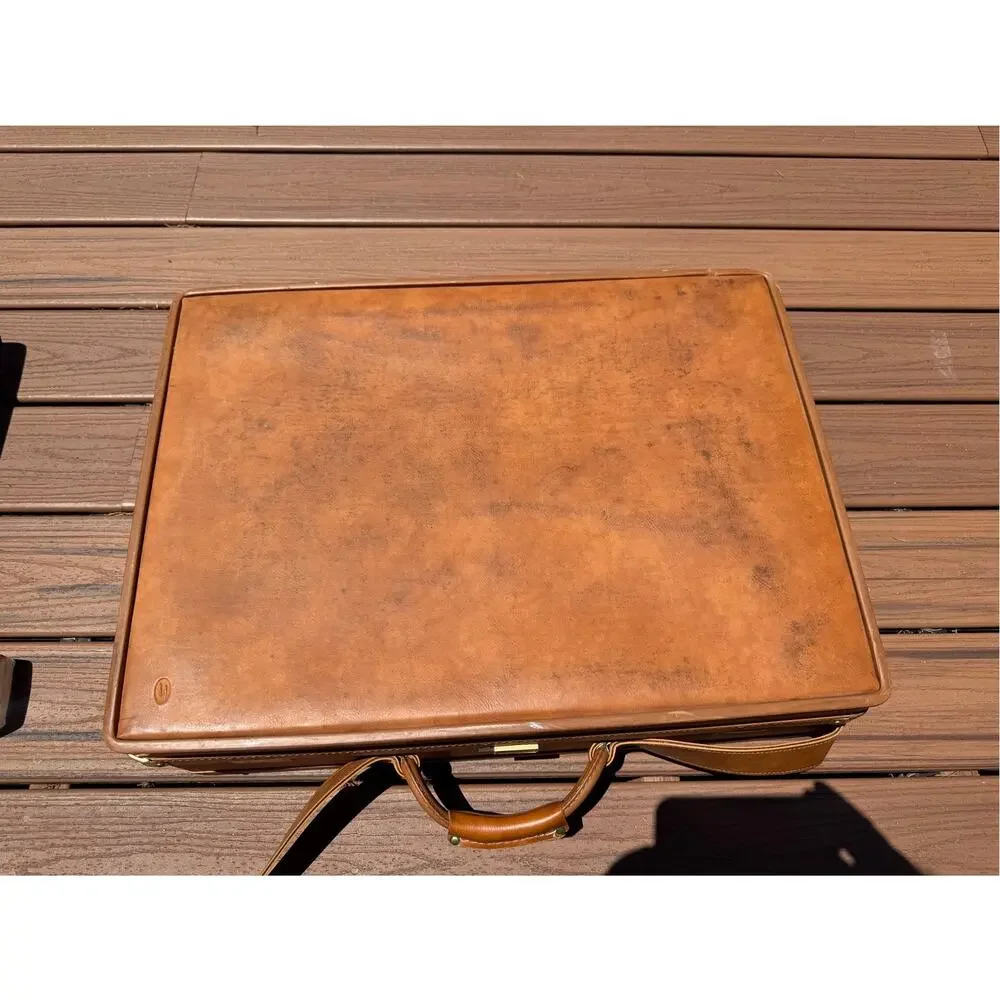 Vintage Hartmann All Leather Suitcase with Belting Luxury Luggage Tan 24